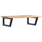 Casa si Gradina - Mobilier - Biblioteci si rafturi - Rafturi - Raft pentru lavoar montat pe perete, otel și lemn masiv acacia, maro și negru, mărime 60x50x2 cm, model trapez - Infinity.ro