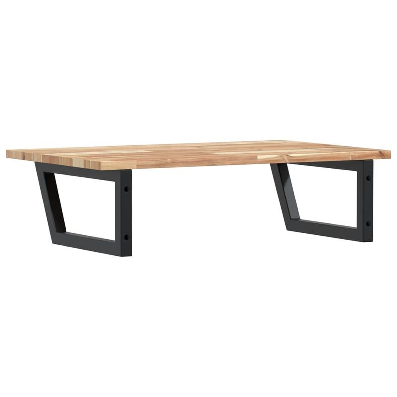 Casa si Gradina - Mobilier - Biblioteci si rafturi - Rafturi - Raft pentru lavoar montat pe perete, otel și lemn masiv acacia, maro și negru, mărime 60x50x2 cm, model trapez - Infinity.ro