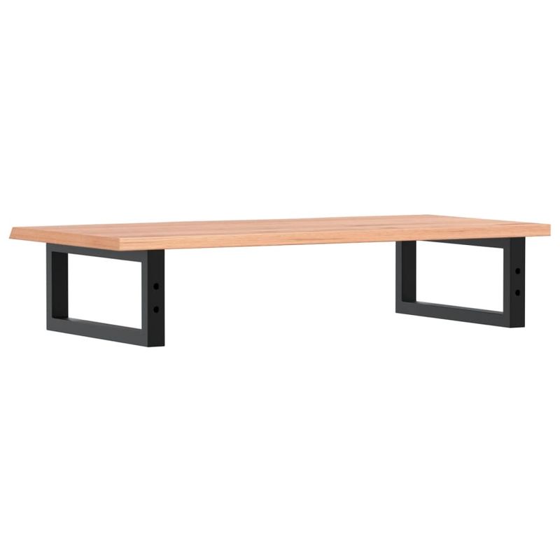 Casa si Gradina - Mobilier - Biblioteci si rafturi - Rafturi - Raft pentru lavoar montat pe perete, otel și lemn masiv stejar, maro deschis și negru, mărime 80x40x2 cm, model dreptunghiular - Infinity.ro
