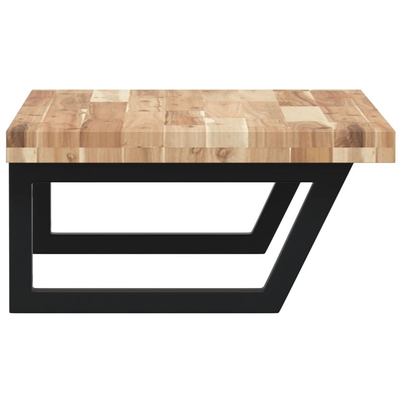 Casa si Gradina - Mobilier - Biblioteci si rafturi - Rafturi - Raft pentru lavoar montat pe perete, otel și lemn masiv acacia, maro și negru, mărime 60x50x4 cm, model trapez - Infinity.ro