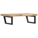 Casa si Gradina - Mobilier - Biblioteci si rafturi - Rafturi - Raft pentru lavoar montat pe perete, otel și lemn masiv acacia, maro și negru, mărime 60x50x4 cm, model trapez - Infinity.ro