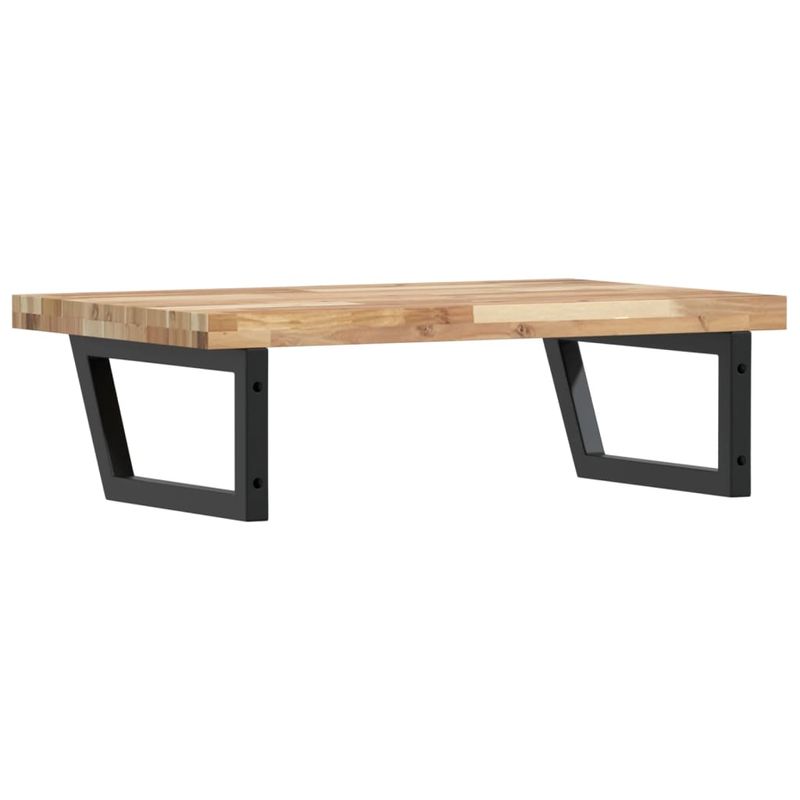 Casa si Gradina - Mobilier - Biblioteci si rafturi - Rafturi - Raft pentru lavoar montat pe perete, otel și lemn masiv acacia, maro și negru, mărime 60x50x4 cm, model trapez - Infinity.ro