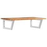 Casa si Gradina - Mobilier - Biblioteci si rafturi - Rafturi - Raft pentru lavoar montat pe perete, otel și lemn masiv acacia, maro închis și alb, mărime 100x50x2 cm, model trapez - Infinity.ro