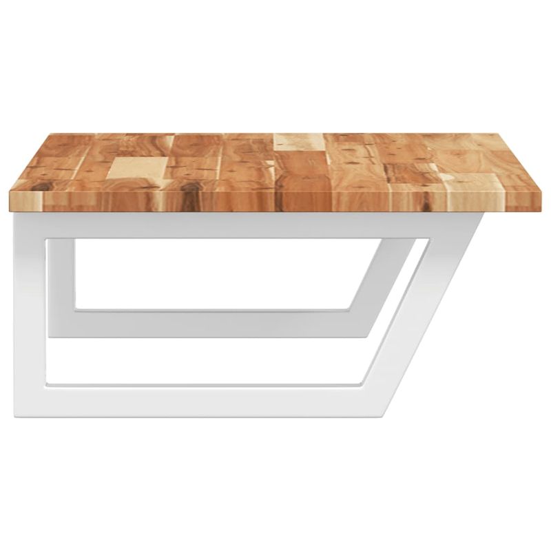 Casa si Gradina - Mobilier - Biblioteci si rafturi - Rafturi - Raft pentru lavoar montat pe perete, otel și lemn masiv acacia, maro închis și alb, mărime 100x50x2 cm, model trapez - Infinity.ro