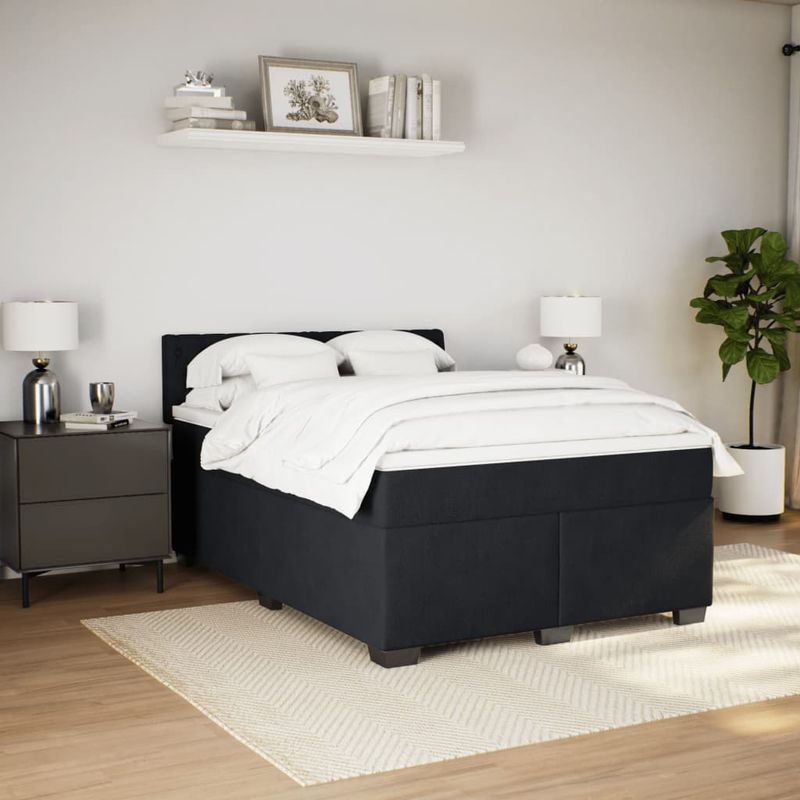 Casa si Gradina - Mobilier - Paturi si accesorii - Paturi - Pat box spring cu saltea, negru, 140x190 cm, catifea - Infinity.ro