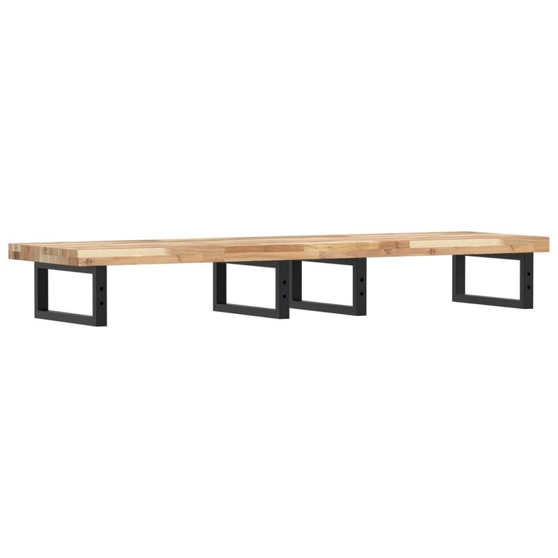 Casa si Gradina - Mobilier - Biblioteci si rafturi - Rafturi - Raft pentru lavoar montat pe perete, otel și lemn masiv acacia, maro și negru, mărime 140x40x4 cm, model dreptunghiular - Infinity.ro