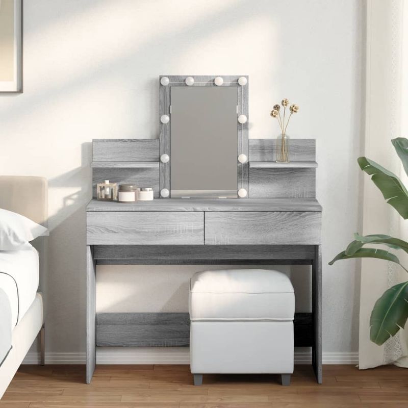 Casa si Gradina - Mobilier - Comode si corpuri - Masute de toaleta - Masa de toaleta cu LED, sonoma gri, 100x40x130 cm - Infinity.ro