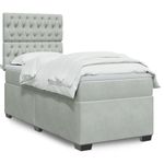 Casa si Gradina - Mobilier - Paturi si accesorii - Paturi - Pat continental cu saltea, gri deschis, 80x200 cm, catifea - Infinity.ro