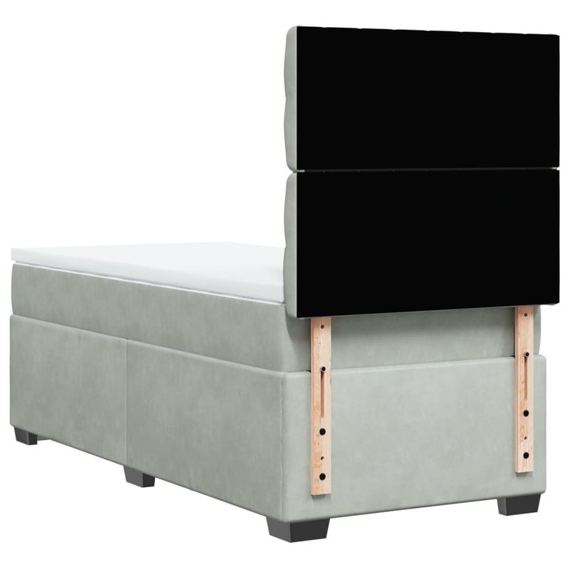 Casa si Gradina - Mobilier - Paturi si accesorii - Paturi - Pat continental cu saltea, gri deschis, 80x200 cm, catifea - Infinity.ro