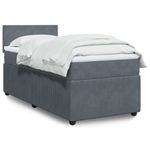 Casa si Gradina - Mobilier - Paturi si accesorii - Paturi - Pat box spring cu saltea, gri inchis, 80x200 cm, catifea - Infinity.ro