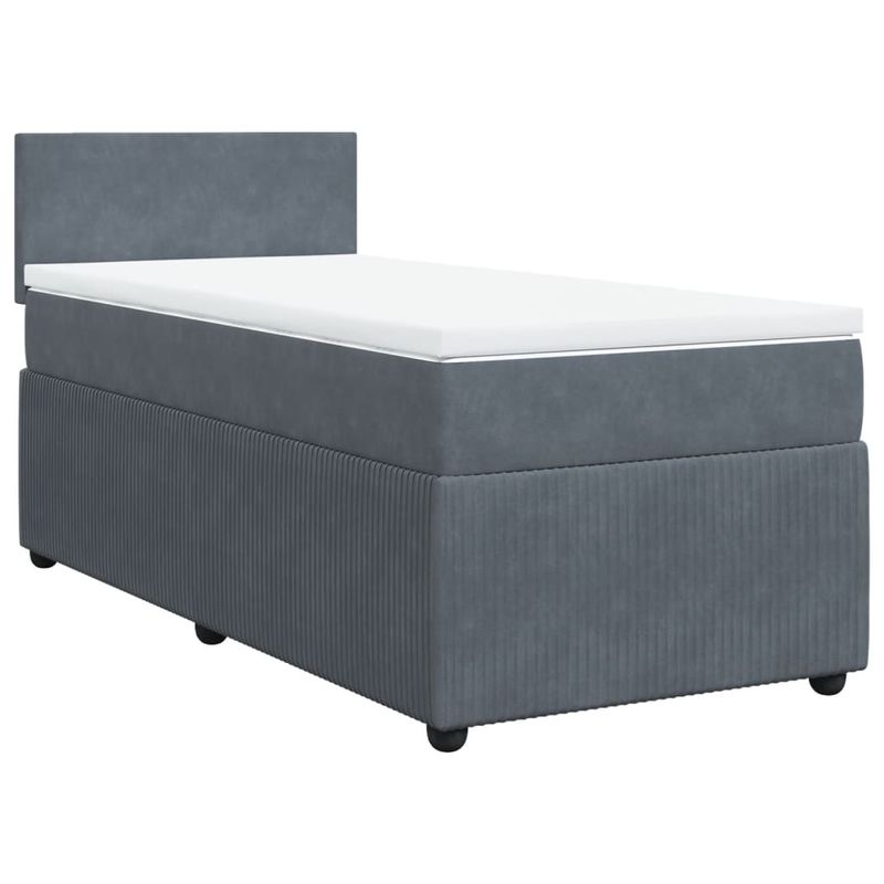 Casa si Gradina - Mobilier - Paturi si accesorii - Paturi - Pat box spring cu saltea, gri inchis, 80x200 cm, catifea - Infinity.ro