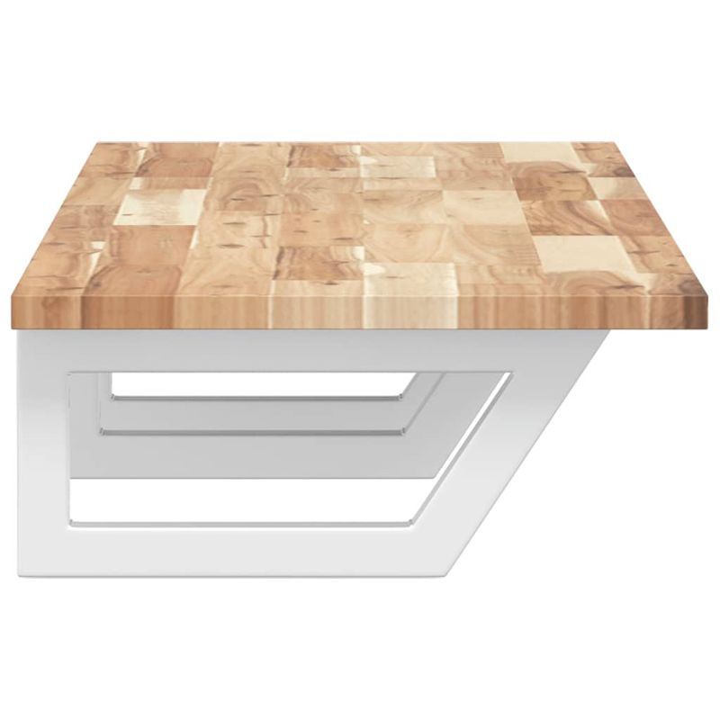 Casa si Gradina - Mobilier - Biblioteci si rafturi - Rafturi - Raft pentru lavoar montat pe perete, otel și lemn masiv acacia, maro și alb, mărime 140x40x2 cm, model trapez - Infinity.ro