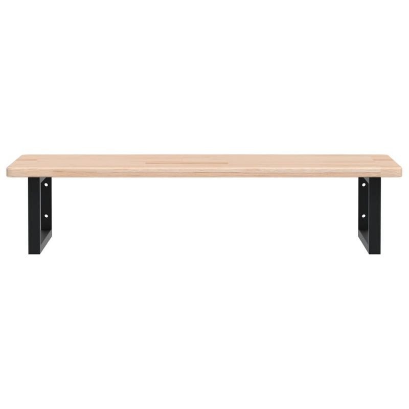 Casa si Gradina - Mobilier - Biblioteci si rafturi - Rafturi - Raft pentru lavoar montat pe perete, otel și lemn masiv stejar, maro și negru, mărime 100x50x2.5 cm, model dreptunghiular - Infinity.ro