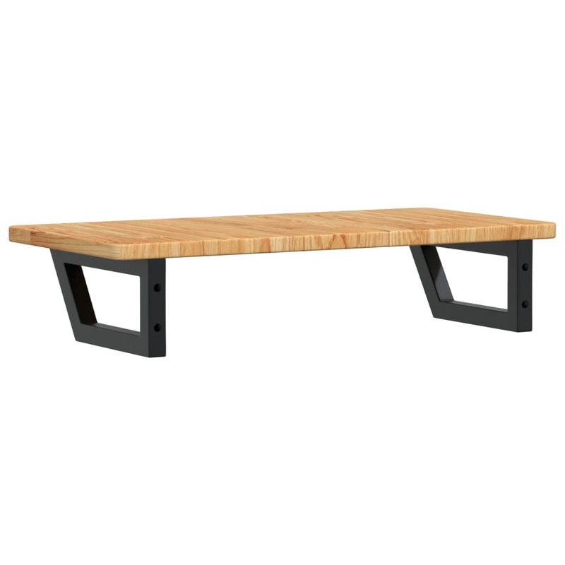 Casa si Gradina - Mobilier - Biblioteci si rafturi - Rafturi - Raft pentru lavoar montat pe perete, otel și lemn masiv stejar, maro deschis și negru, mărime 80x40x2.5 cm, model trapez - Infinity.ro