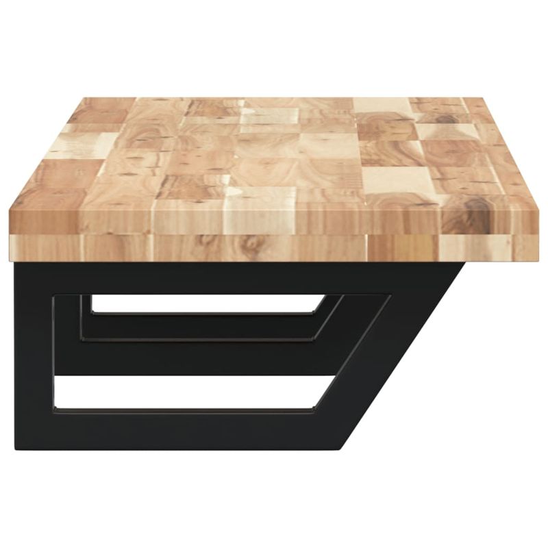 Casa si Gradina - Mobilier - Biblioteci si rafturi - Rafturi - Raft pentru lavoar montat pe perete, otel și lemn masiv acacia, maro și negru, mărime 160x40x4 cm, model trapez - Infinity.ro