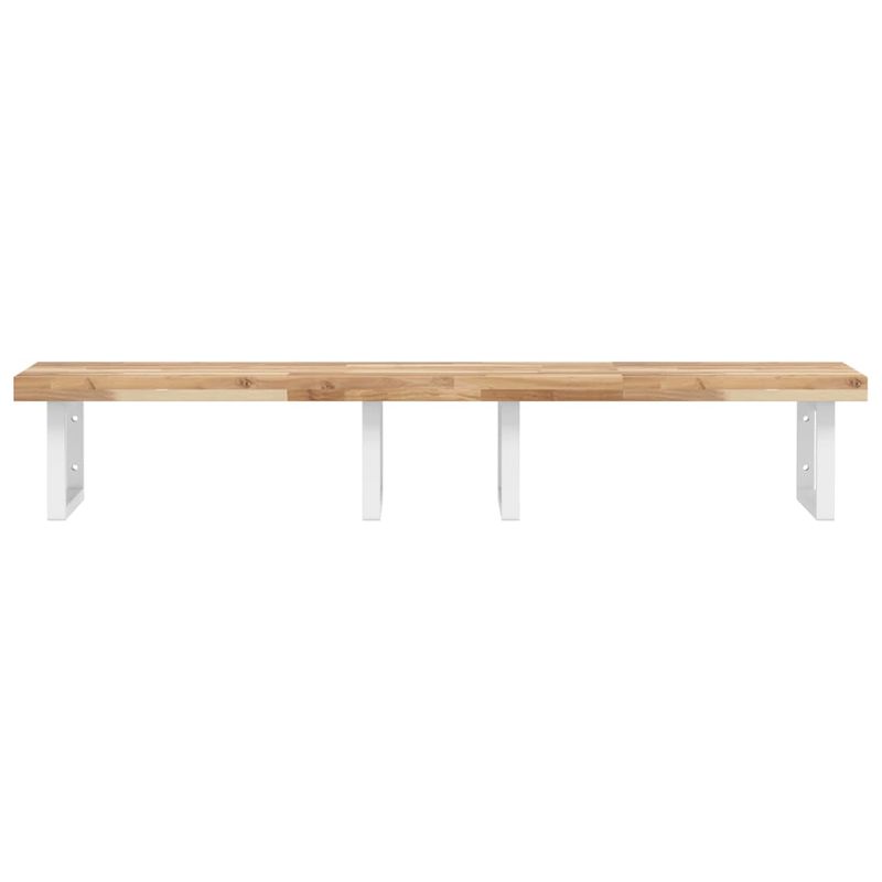 Casa si Gradina - Mobilier - Biblioteci si rafturi - Rafturi - Raft pentru lavoar montat pe perete, otel și lemn masiv acacia, maro și alb, mărime 160x50x4 cm, model dreptunghiular - Infinity.ro