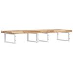 Casa si Gradina - Mobilier - Biblioteci si rafturi - Rafturi - Raft pentru lavoar montat pe perete, otel și lemn masiv acacia, maro și alb, mărime 160x50x4 cm, model dreptunghiular - Infinity.ro