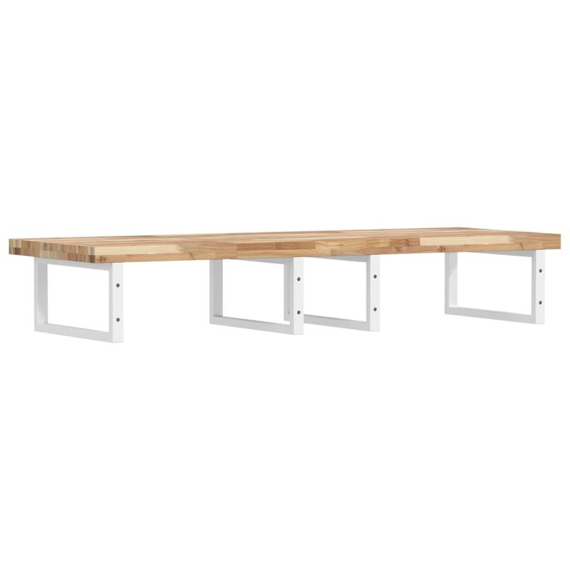 Casa si Gradina - Mobilier - Biblioteci si rafturi - Rafturi - Raft pentru lavoar montat pe perete, otel și lemn masiv acacia, maro și alb, mărime 160x50x4 cm, model dreptunghiular - Infinity.ro