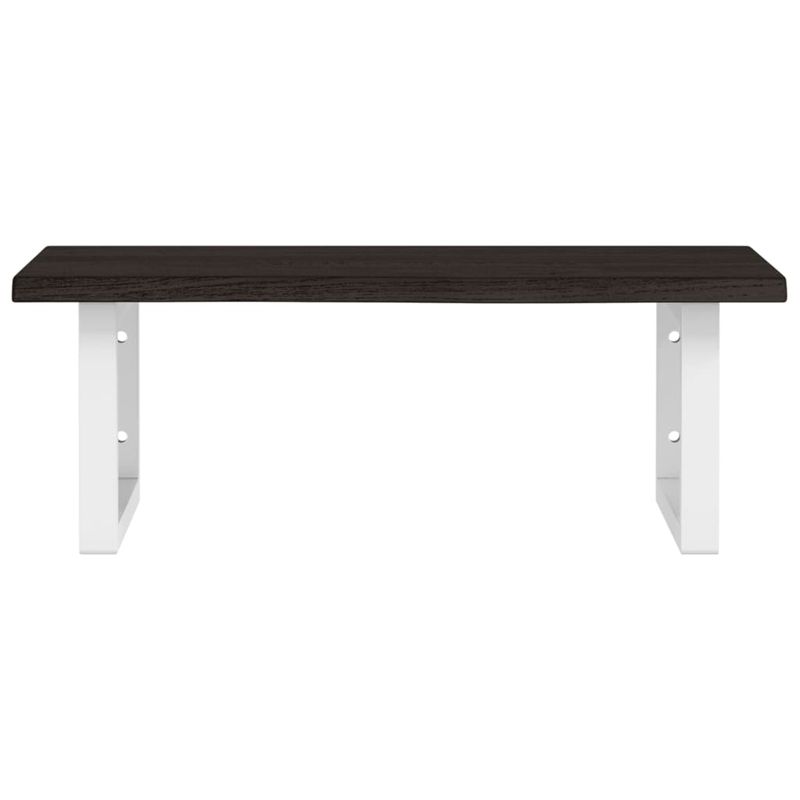 Casa si Gradina - Mobilier - Biblioteci si rafturi - Rafturi - Raft pentru lavoar montat pe perete, otel și lemn masiv stejar, maro închis și alb, mărime 60x50x2 cm, model dreptunghiular - Infinity.ro