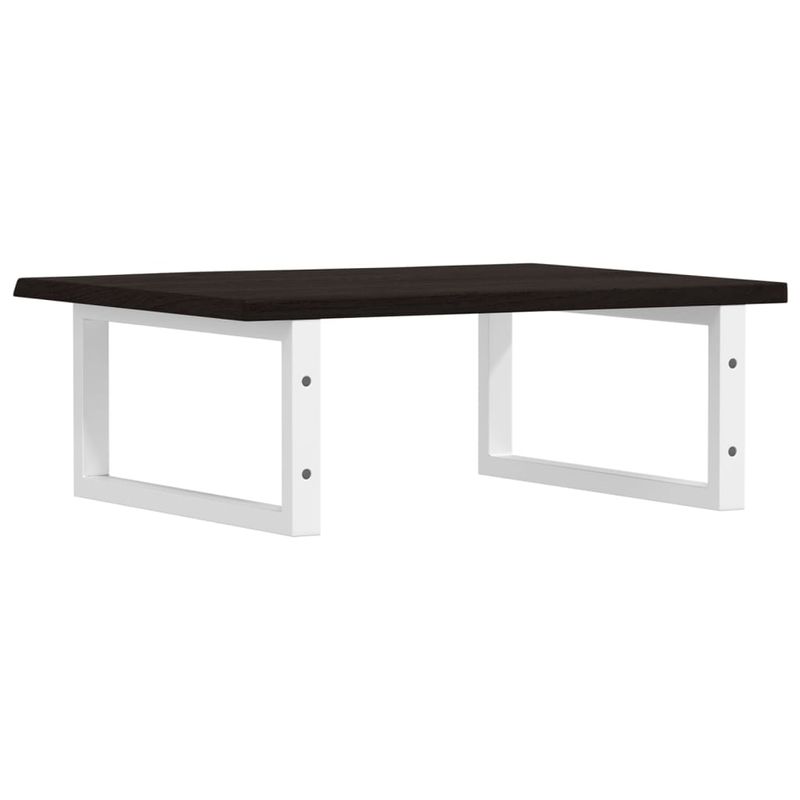 Casa si Gradina - Mobilier - Biblioteci si rafturi - Rafturi - Raft pentru lavoar montat pe perete, otel și lemn masiv stejar, maro închis și alb, mărime 60x50x2 cm, model dreptunghiular - Infinity.ro