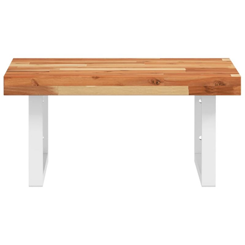 Casa si Gradina - Mobilier - Biblioteci si rafturi - Rafturi - Raft pentru lavoar montat pe perete, otel și lemn masiv acacia, maro închis și alb, mărime 50x50x4 cm, model dreptunghiular - Infinity.ro