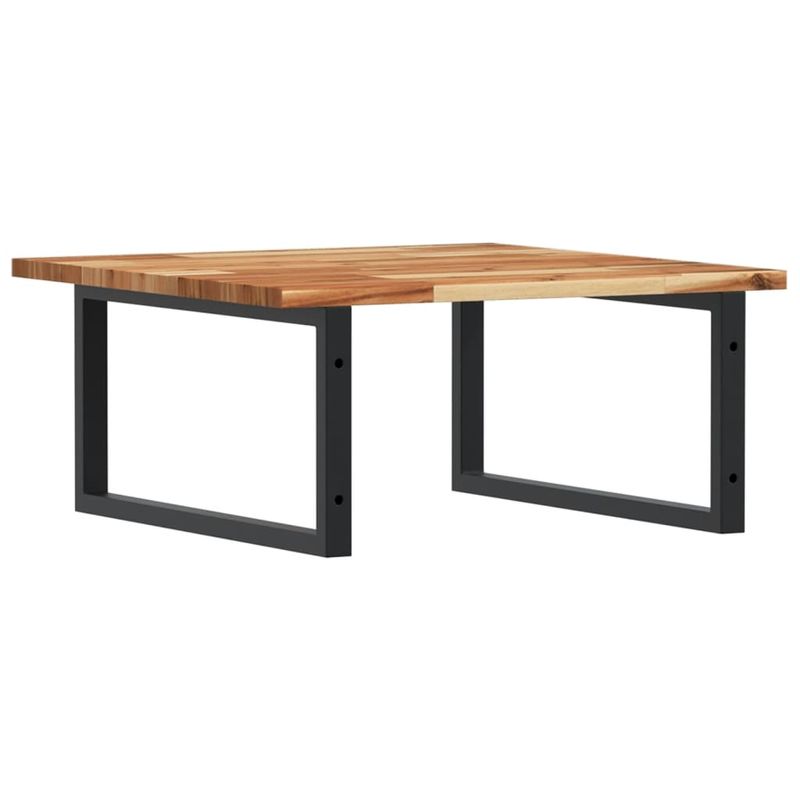 Casa si Gradina - Mobilier - Biblioteci si rafturi - Rafturi - Raft pentru lavoar montat pe perete, otel și lemn masiv acacia, maro închis și negru, mărime 60x60x2 cm, model dreptunghiular - Infinity.ro