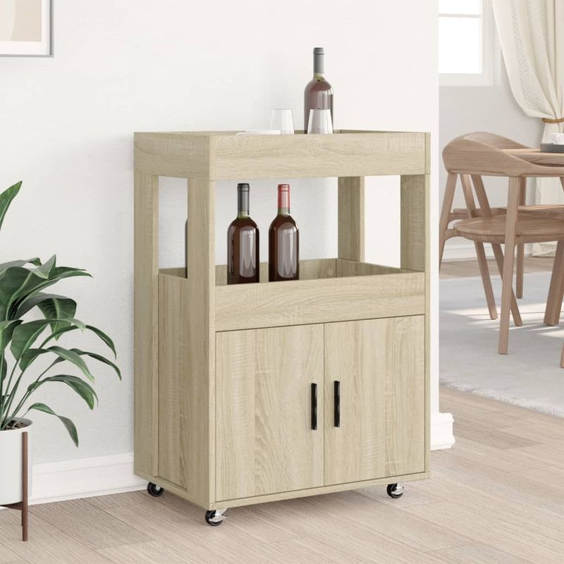 Casa si Gradina - Mobilier - Comode si corpuri - Comode - Carucior de bar, stejar sonoma, 60x39,5x89 cm, lemn prelucrat - Infinity.ro