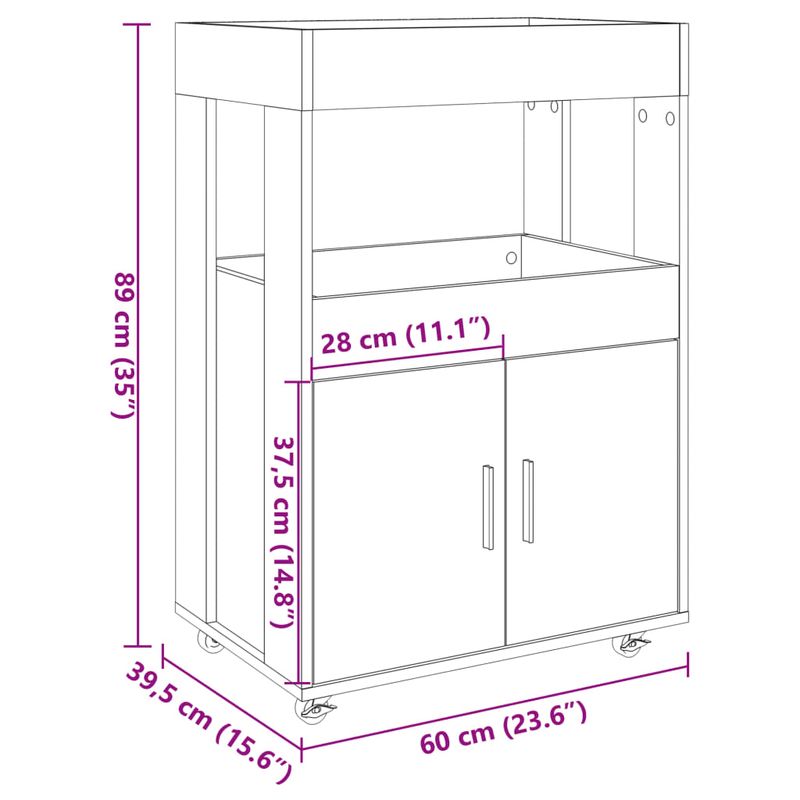 Casa si Gradina - Mobilier - Comode si corpuri - Comode - Carucior de bar, stejar sonoma, 60x39,5x89 cm, lemn prelucrat - Infinity.ro