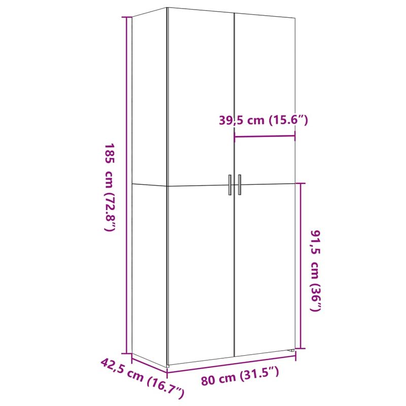 Casa si Gradina - Mobilier - Comode si corpuri - Corpuri bucatarie - Dulap inalt, gri beton, 80x42,5x185 cm, lemn prelucrat - Infinity.ro