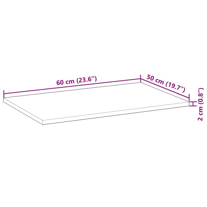 Casa si Gradina - Mobilier - Mobilier baie - Blaturi baie - Blat de baie netratat, 60x50x2 cm, lemn masiv de acacia - Infinity.ro
