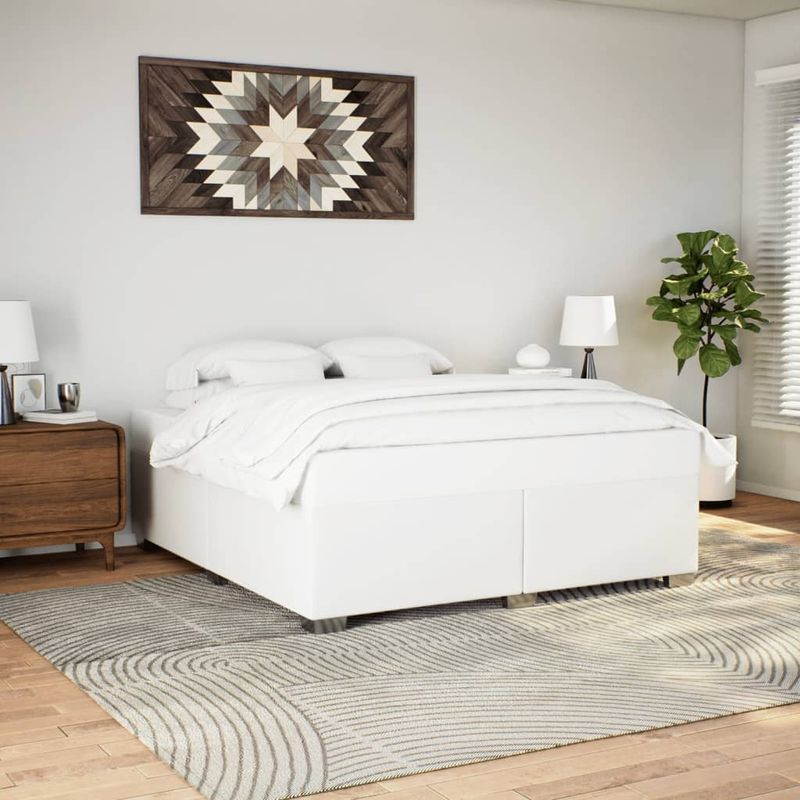 Casa si Gradina - Mobilier - Paturi si accesorii - Paturi - Cadru de pat, alb, 200x200 cm, piele ecologica - Infinity.ro