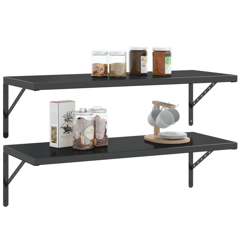 Casa si Gradina - Mobilier - Biblioteci si rafturi - Rafturi - Suporturi rafturi, 4 buc., 40x2,5x25 cm, negru, otel inoxidabil - Infinity.ro