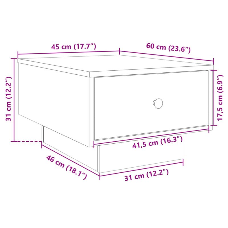 Casa si Gradina - Mobilier - Mese si birouri - Masute de cafea - Masuta de cafea, gri sonoma, 60x45x31 cm, lemn prelucrat - Infinity.ro