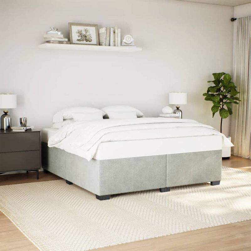 Casa si Gradina - Mobilier - Paturi si accesorii - Paturi - Cadru de pat, gri deschis, 180x200 cm, catifea - Infinity.ro