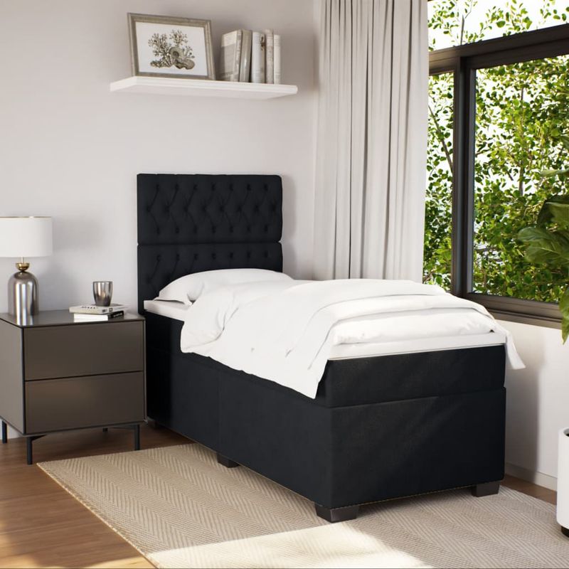Casa si Gradina - Mobilier - Paturi si accesorii - Paturi - Pat box spring cu saltea, negru, 80x200 cm, catifea - Infinity.ro