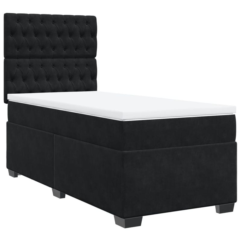 Casa si Gradina - Mobilier - Paturi si accesorii - Paturi - Pat box spring cu saltea, negru, 80x200 cm, catifea - Infinity.ro