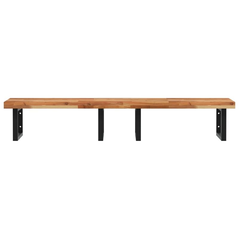 Casa si Gradina - Mobilier - Biblioteci si rafturi - Rafturi - Raft pentru lavoar montat pe perete, otel și lemn masiv acacia, maro închis și negru, mărime 160x50x4 cm, model dreptunghiular - Infinity.ro