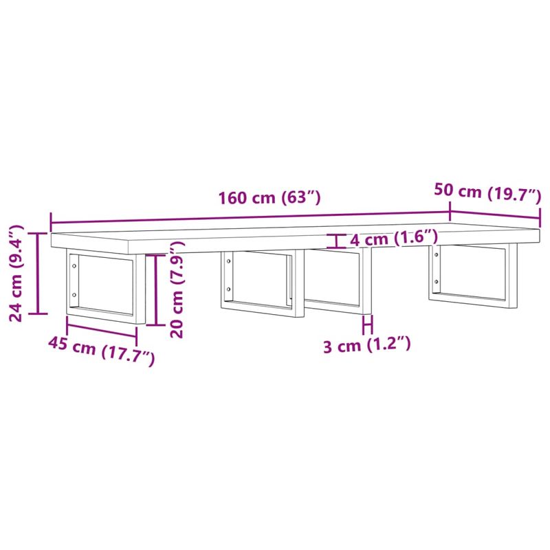 Casa si Gradina - Mobilier - Biblioteci si rafturi - Rafturi - Raft pentru lavoar montat pe perete, otel și lemn masiv acacia, maro închis și negru, mărime 160x50x4 cm, model dreptunghiular - Infinity.ro