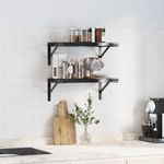 Casa si Gradina - Mobilier - Biblioteci si rafturi - Rafturi - Rafturi de perete, 2 buc., 50x30x3 cm, negru otel inoxidabil - Infinity.ro
