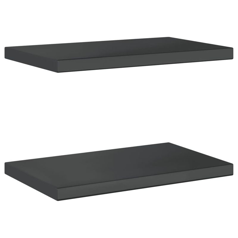 Casa si Gradina - Mobilier - Biblioteci si rafturi - Rafturi - Rafturi de perete, 2 buc., 50x30x3 cm, negru otel inoxidabil - Infinity.ro