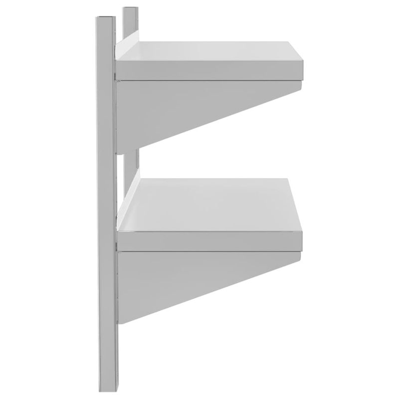 Casa si Gradina - Mobilier - Biblioteci si rafturi - Rafturi - Raft de perete 2 niveluri 75x30x60 cm argintiu otel inoxidabil - Infinity.ro