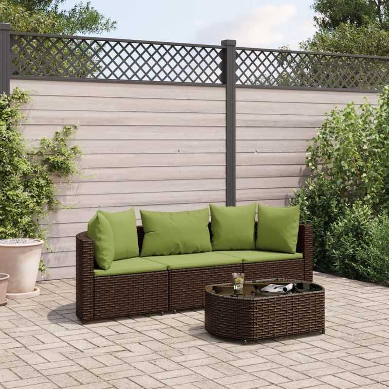 Casa si Gradina - Gradina si terasa - Mobilier exterior - Seturi mobila gradina - Set canapele de gradina, 4 piese, cu perne, maro poliratan maro - Infinity.ro