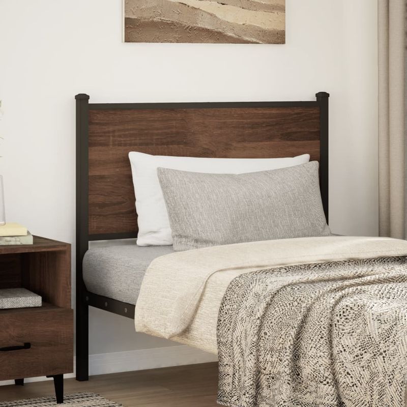 Casa si Gradina - Mobilier - Paturi si accesorii - Accesorii paturi - Tablie de pat, stejar maro, 80 cm, lemn prelucrat si otel - Infinity.ro