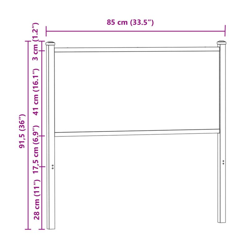 Casa si Gradina - Mobilier - Paturi si accesorii - Accesorii paturi - Tablie de pat, stejar maro, 80 cm, lemn prelucrat si otel - Infinity.ro