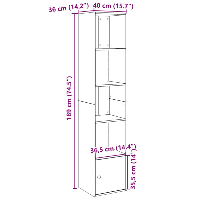 Casa si Gradina - Mobilier - Biblioteci si rafturi - Biblioteci - Biblioteca, gri sonoma, 40x36x189 cm, lemn prelucrat - Infinity.ro