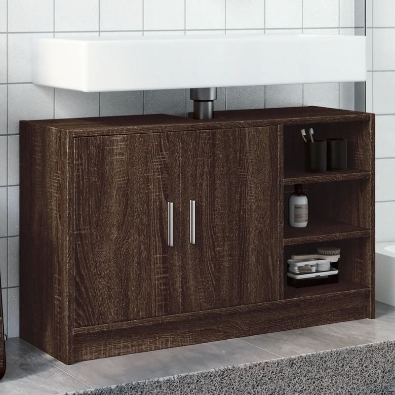 Casa si Gradina - Mobilier - Mobilier baie - Comode baie - Dulap de chiuveta, stejar maro, 90x29x55 cm, lemn prelucrat - Infinity.ro