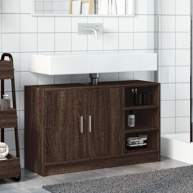 Casa si Gradina - Mobilier - Mobilier baie - Comode baie - Dulap de chiuveta, stejar maro, 90x29x55 cm, lemn prelucrat - Infinity.ro