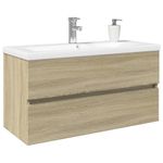 Casa si Gradina - Mobilier - Seturi de mobilier - Seturi baie - Set mobilier de baie, 2 piese, ceramica si lemn prelucrat - Infinity.ro