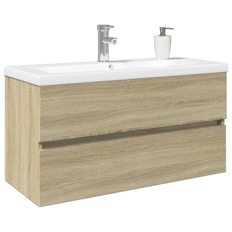 Casa si Gradina - Mobilier - Seturi de mobilier - Seturi baie - Set mobilier de baie, 2 piese, ceramica si lemn prelucrat - Infinity.ro