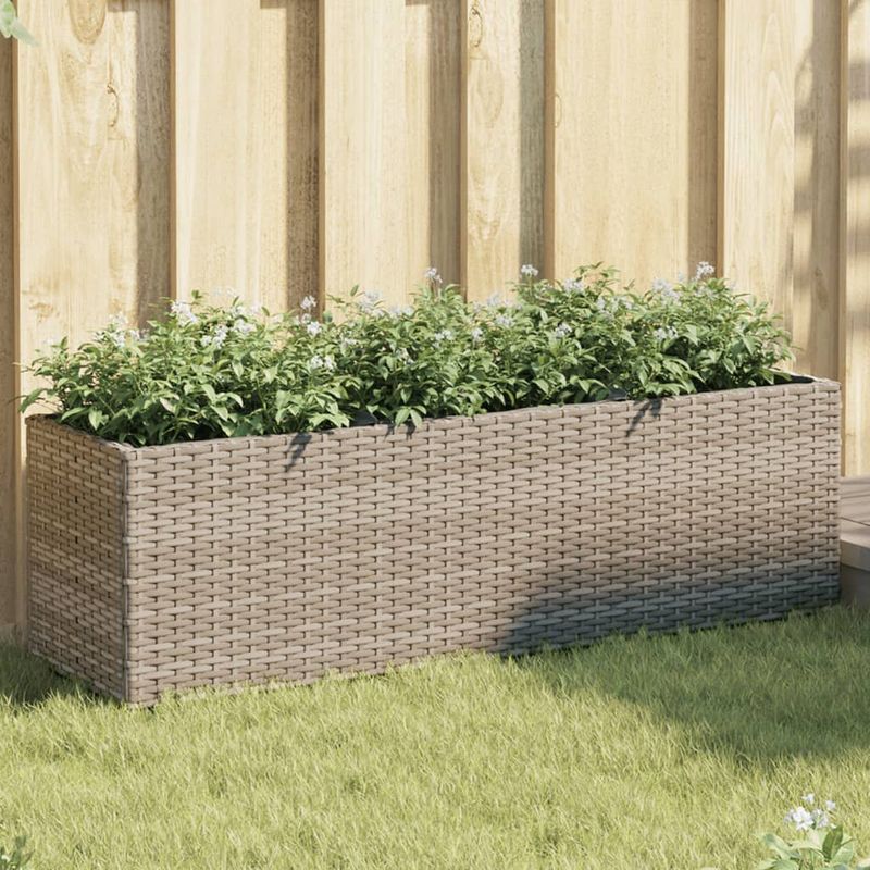 Casa si Gradina - Gradinarit si plante - Plante si ghivece - Ghivece si suporturi - Jardiniera de gradina cu 3 ghivece gri 105x30x32 cm poliratan - Infinity.ro